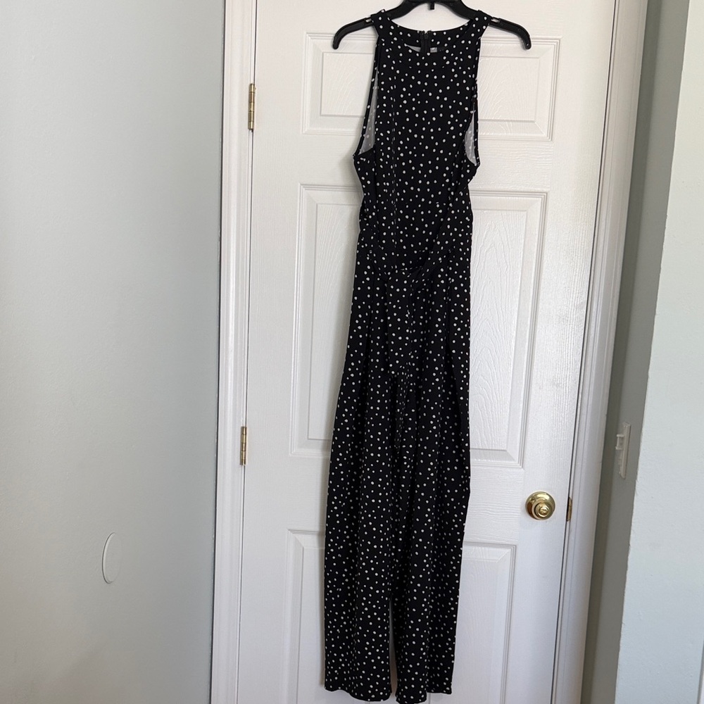 Lane Bryant Lena Black Polka Dot Wide Leg Jumpsuit